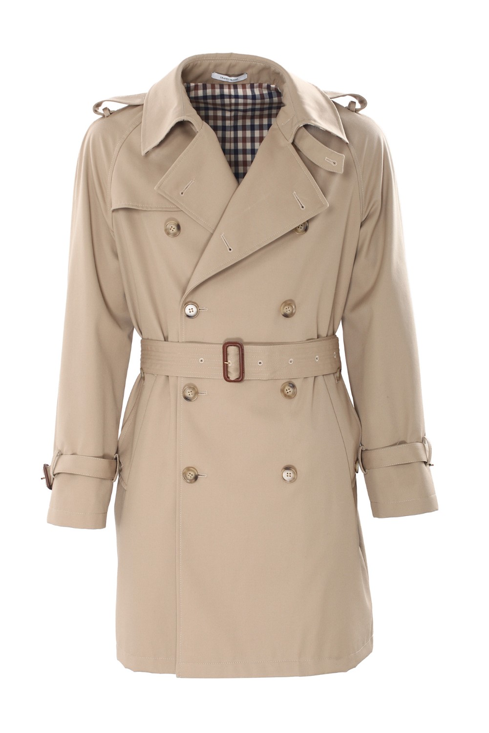 shop AQUASCUTUM  Trench: Aquascutum trench in poliestere e cotone.
Trench Gleno in gabardina.
Impermeabile con doppio petto.
Cintura tono su tono.
Chiusura con bottoni più gancio su collo. Controspalline con bottone. 
2 tasche. 
Interno trapuntato con fantasia a quadri check.
Composizione: Poliestere 65%, cotone 35%.
Made in Italy.. TRENCH M BA01F-03 number 6408655